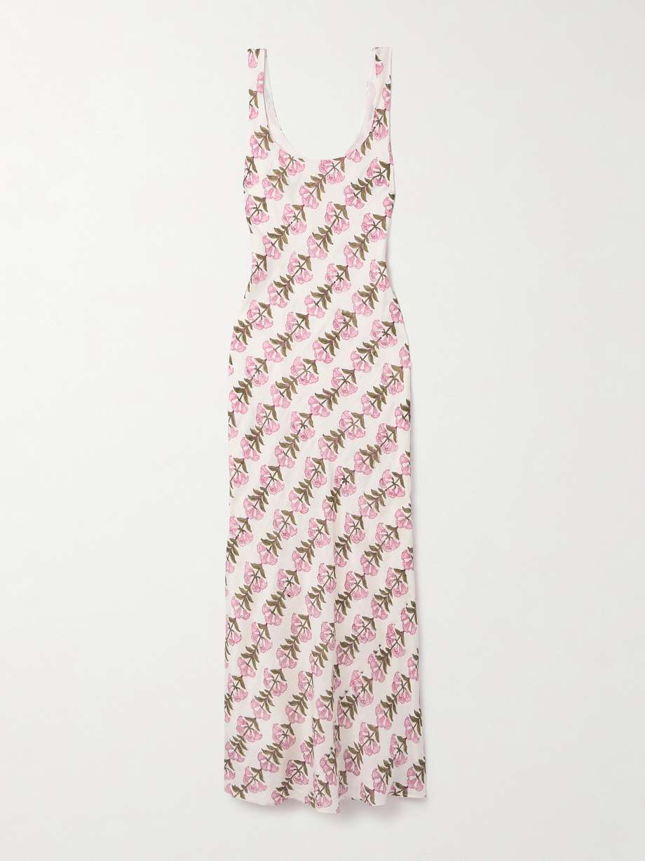 adele floral-print crinkled-silk maxi dress