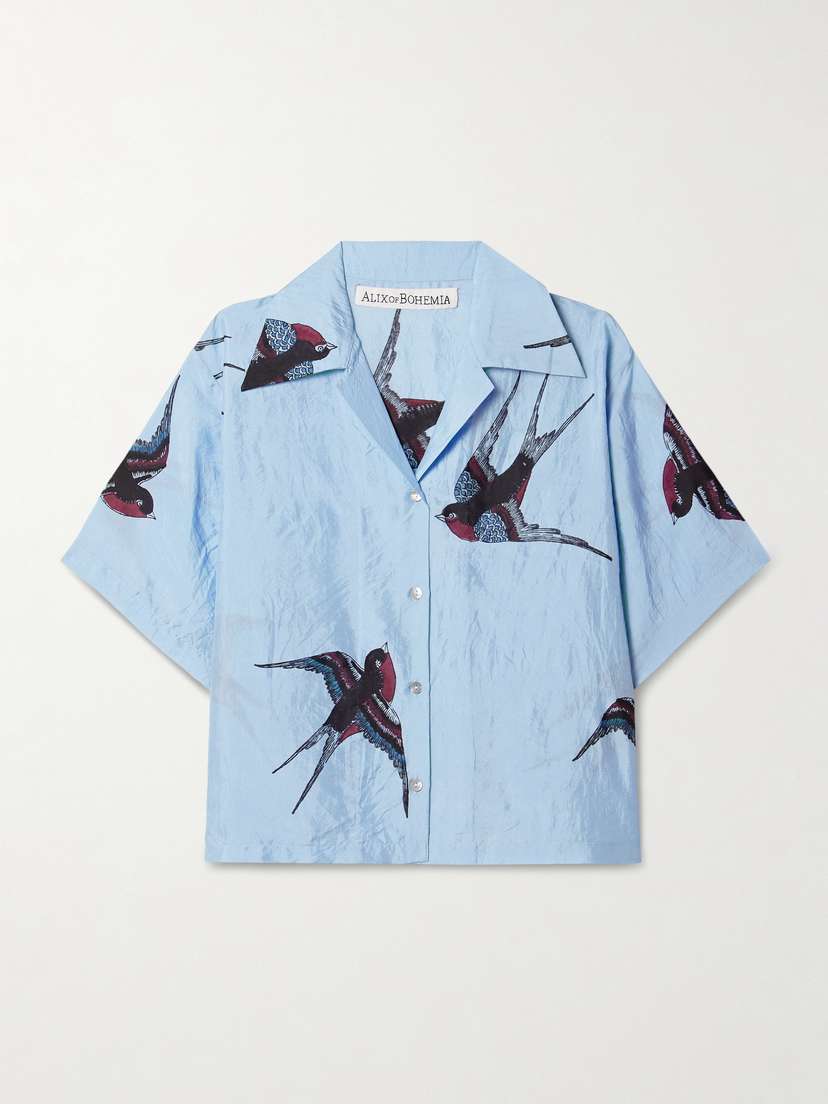ALIX OF BOHEMIA Stevie Printed Crinkled-silk Shirt