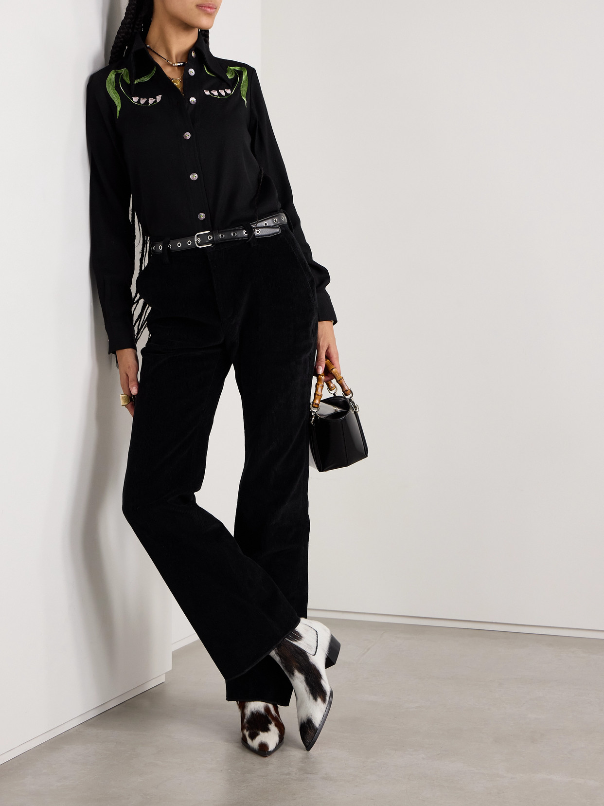 Alix Of Bohemia Dolly Embroidered Wool Shirt In Black