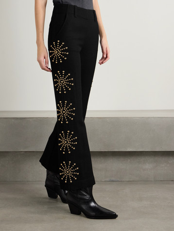 Alix Of Bohemia Charlie Casino studded wool-twill flared pants