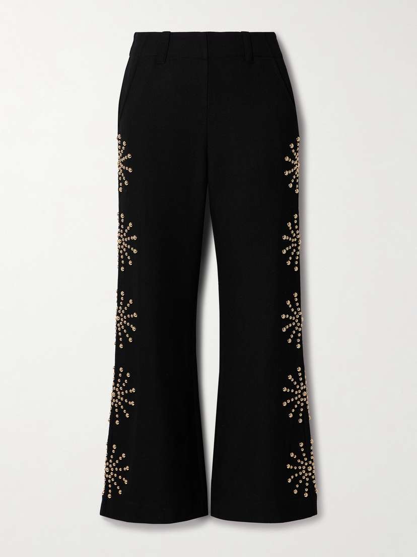 ALIX OF BOHEMIA Charlie Casino Studded Wool-twill Flared Pants