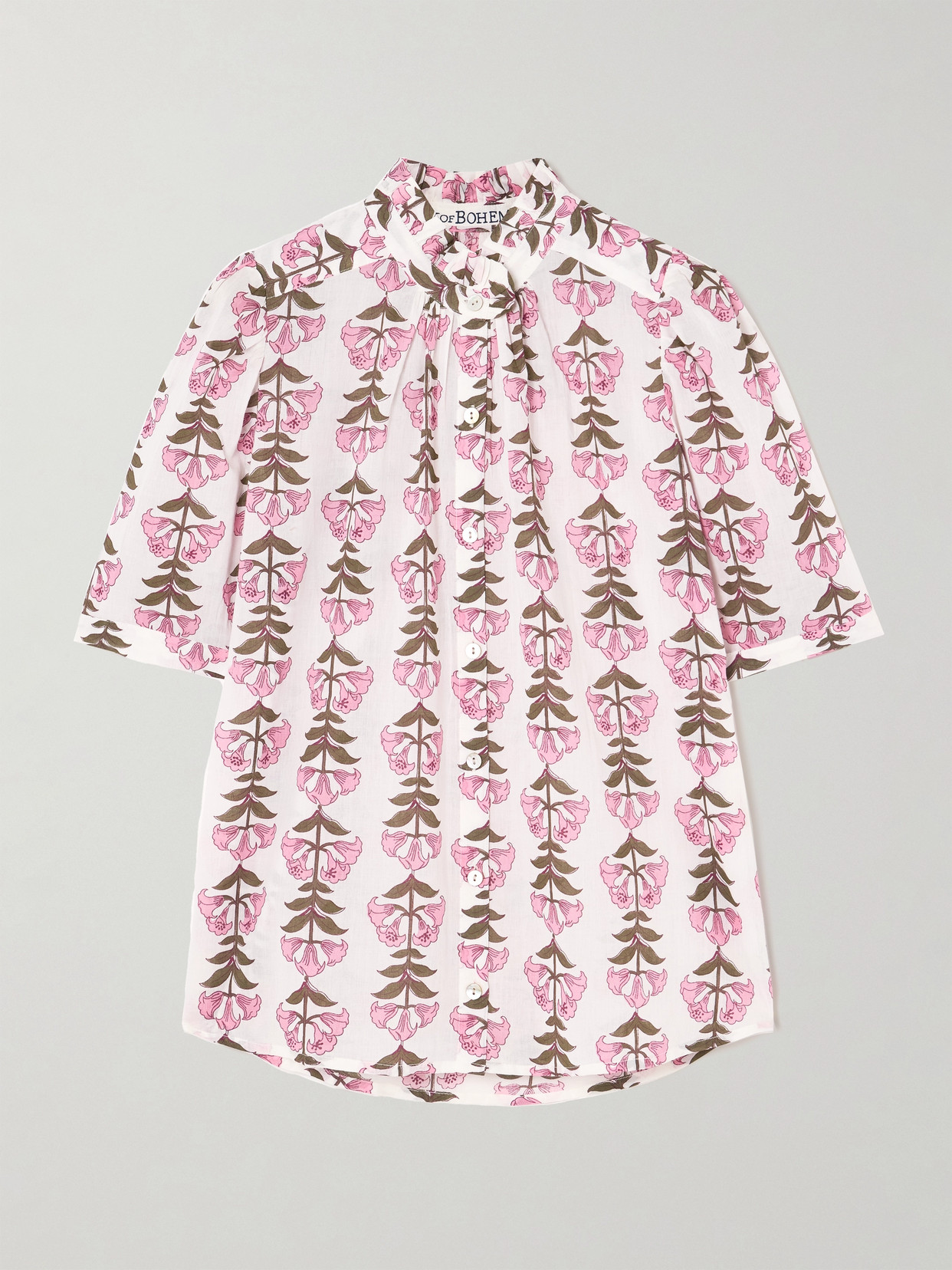 Alix Of Bohemia Winnie Trumpet Lily Printed Cotton-voile Shirt In White