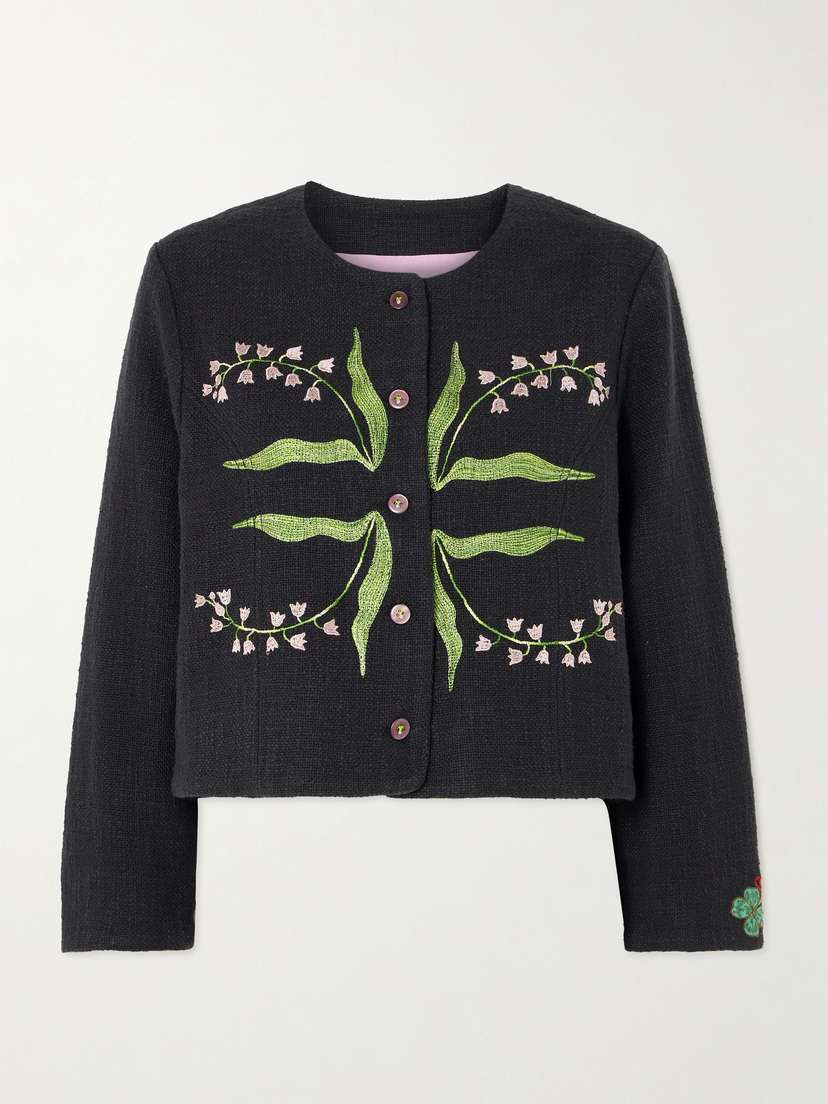 ALIX OF BOHEMIA Rowan Lily Valley Embroidered Cotton-bouclé Jacket