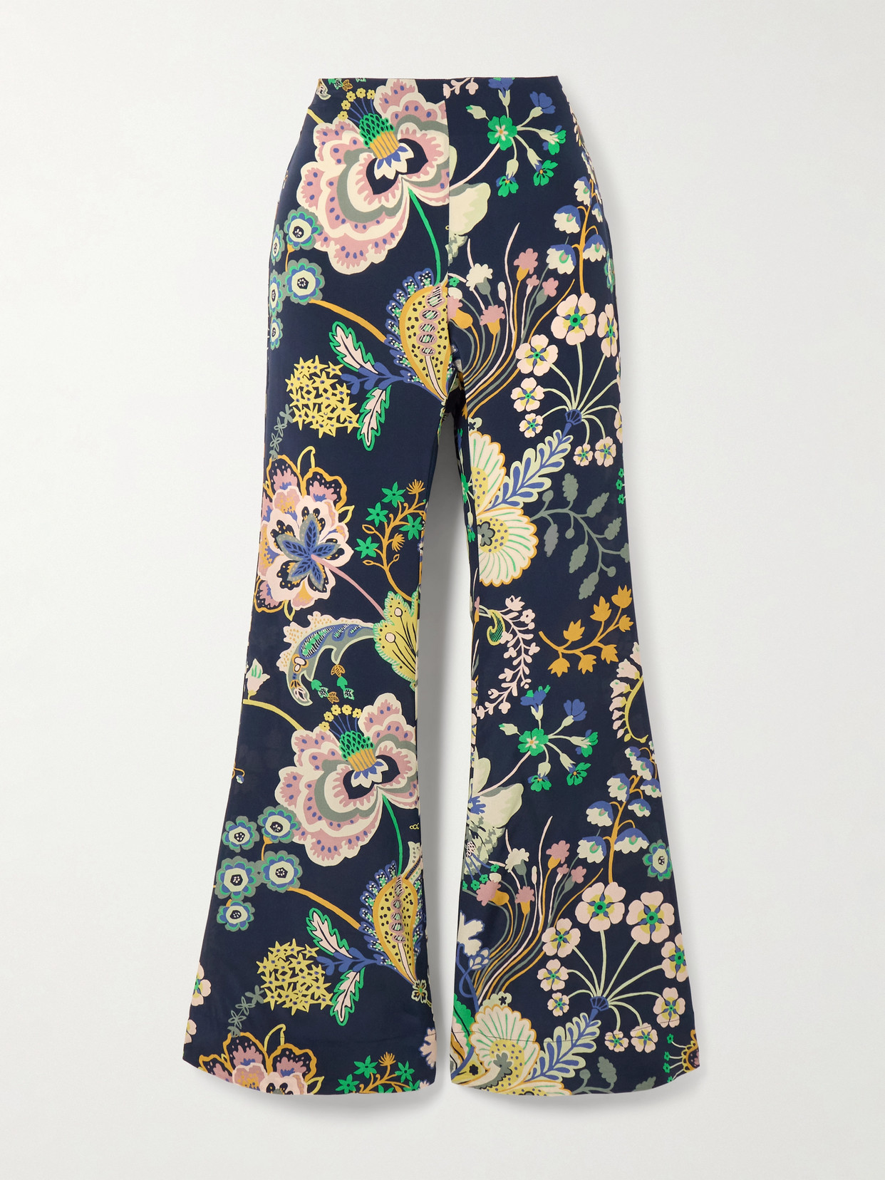 ALIX OF BOHEMIA - Farah Printed Silk Crepe De Chine Flared Pants - Blue