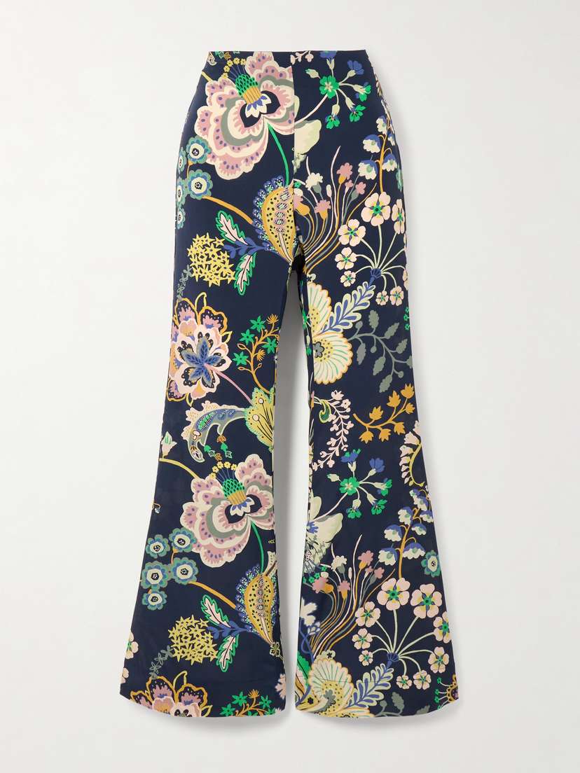 ALIX OF BOHEMIA Farah Printed Silk Crepe De Chine Flared Pants