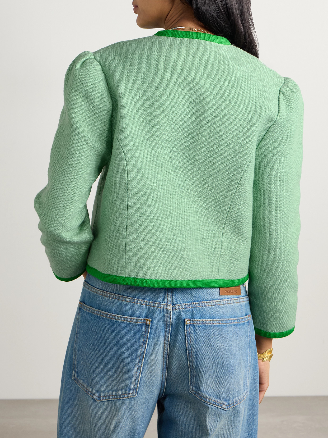 Alix Of Bohemia Dorian Cropped Cotton-canvas Jacket In Green