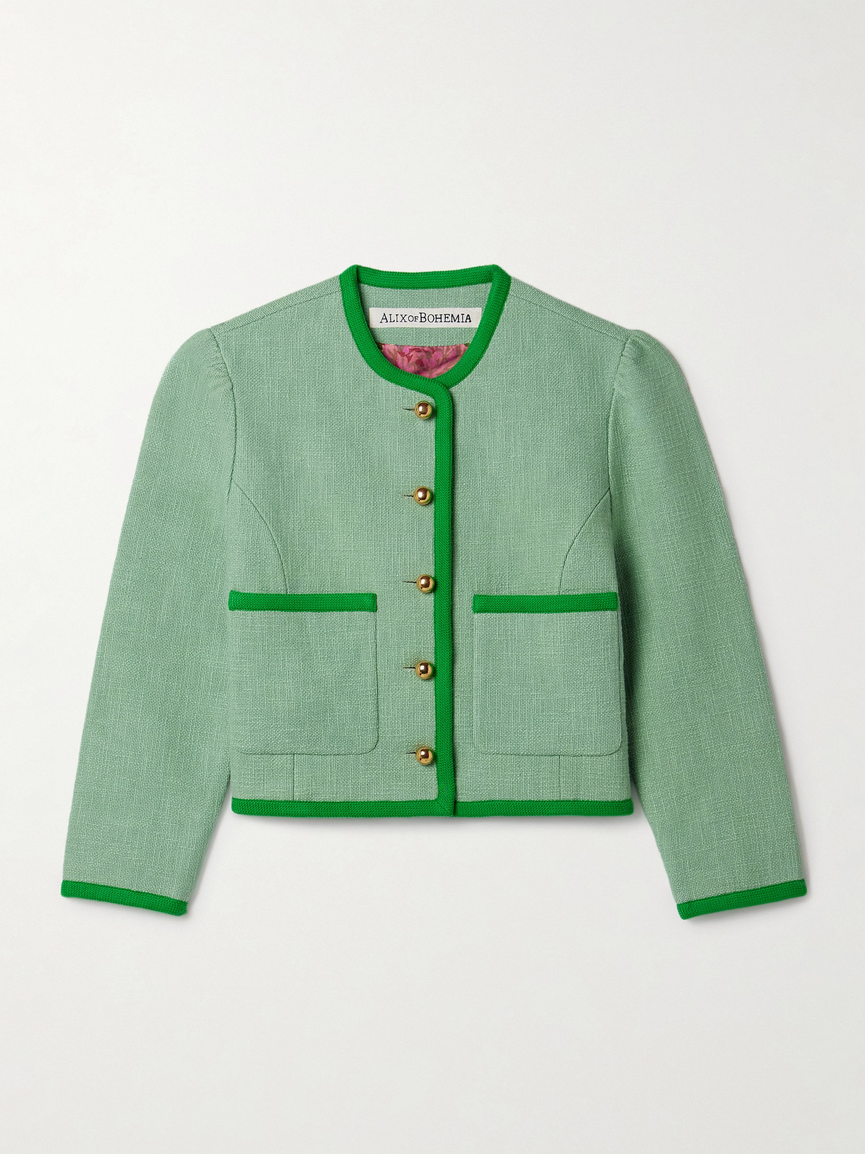Alix Of Bohemia Dorian Cropped Cotton-canvas Jacket In Green