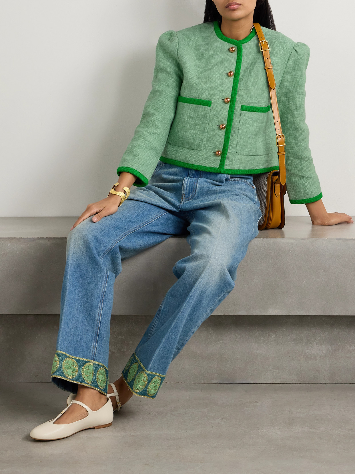 Alix Of Bohemia Dorian Cropped Cotton-canvas Jacket In Green