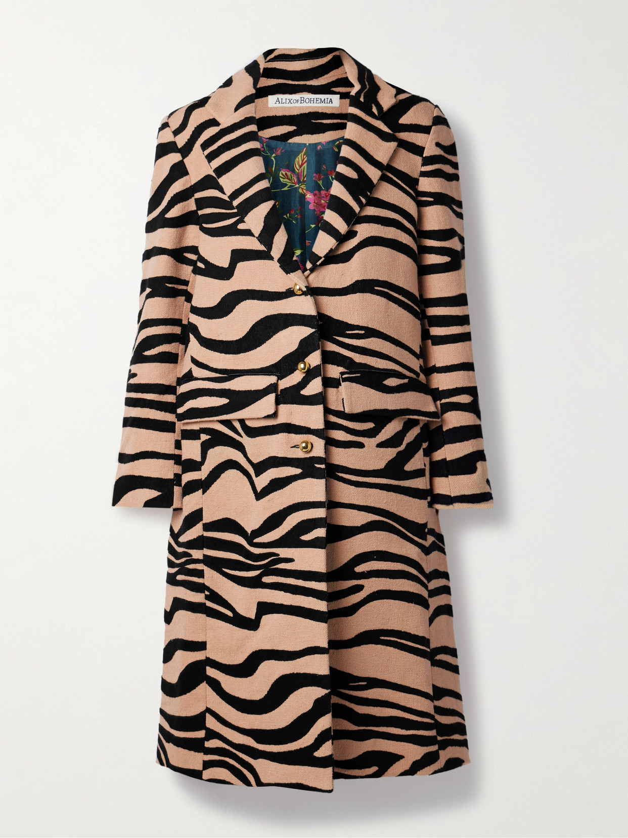 Alix Of Bohemia Captain Zebra-jacquard Cotton-canvas Coat In Animal Print