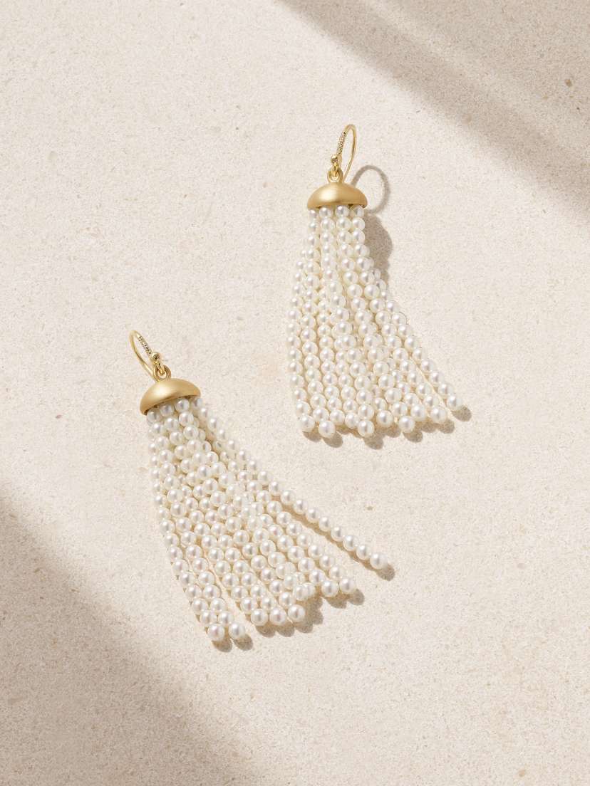 Irene Neuwirth 18-karat Gold, Pearl And Diamond Earrings