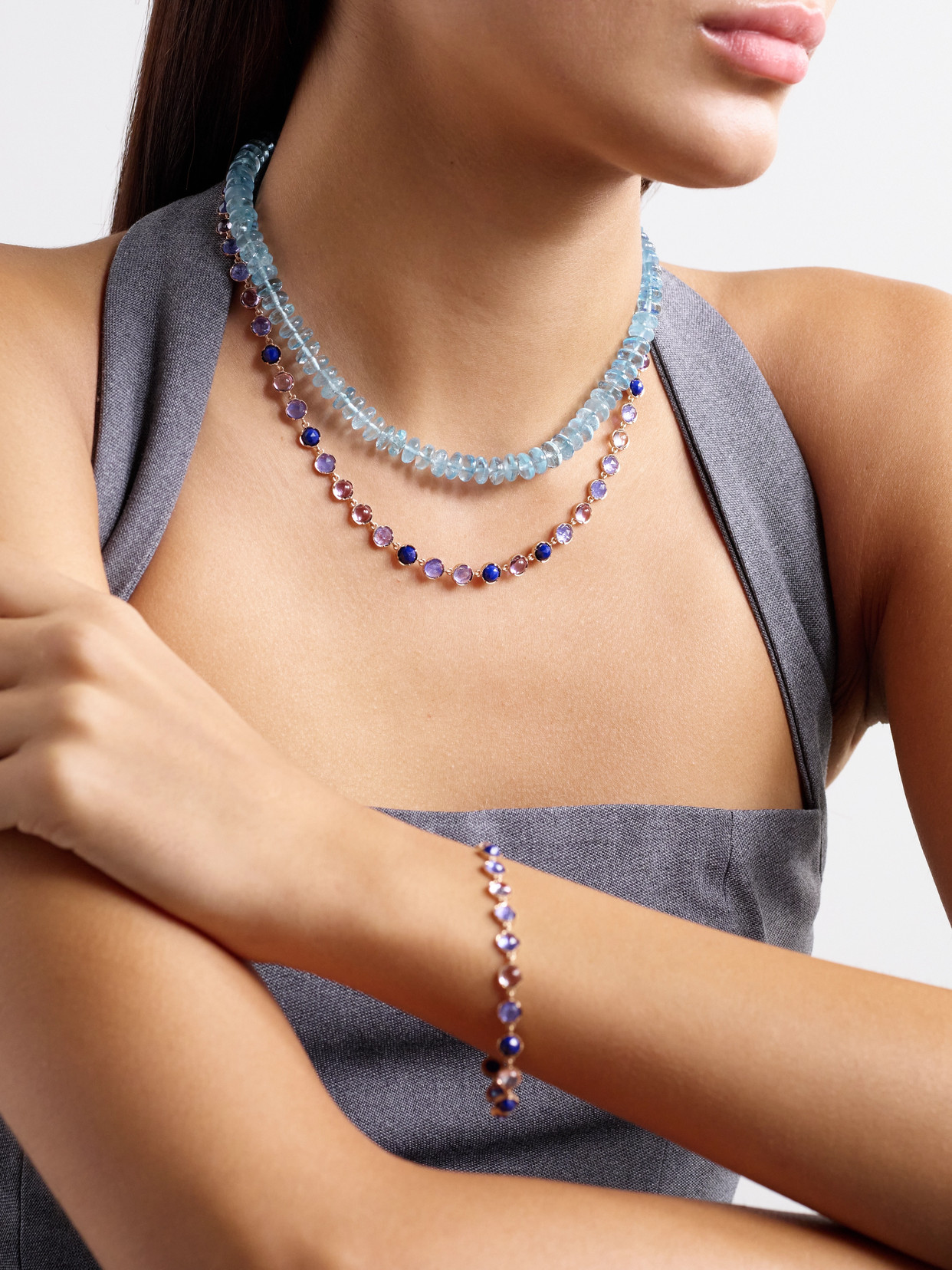 Irene Neuwirth Classic 18-karat Rose Gold Multi-stone Necklace In Purple