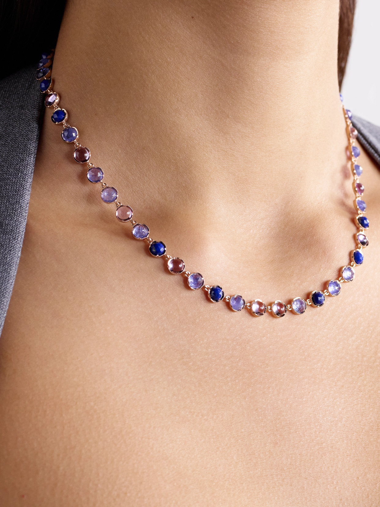 Irene Neuwirth Classic 18-karat Rose Gold Multi-stone Necklace In Purple