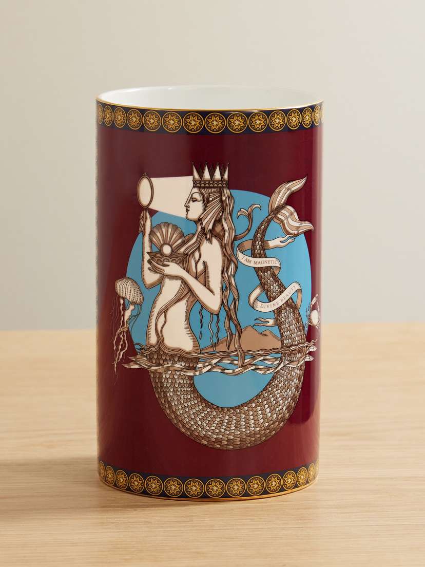 La DoubleJ Small Pillar Gold-plated Porcelain Vase