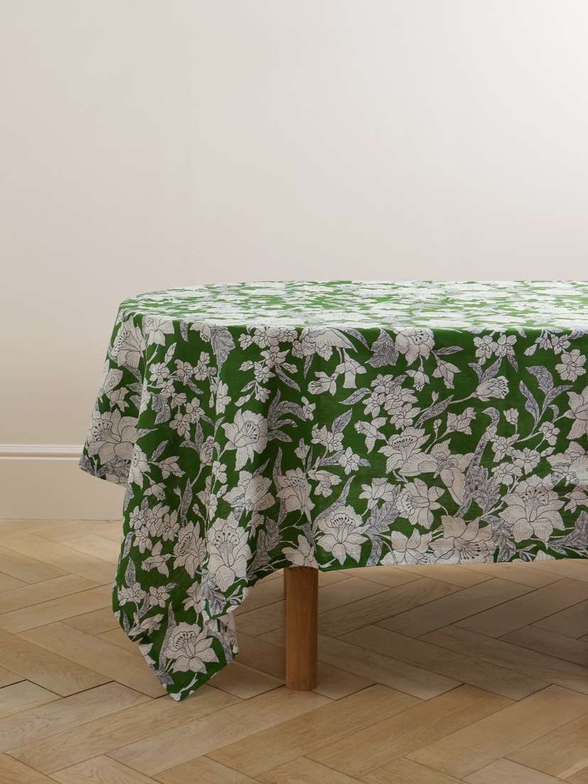 La DoubleJ Large Floral-print Linen Tablecloth