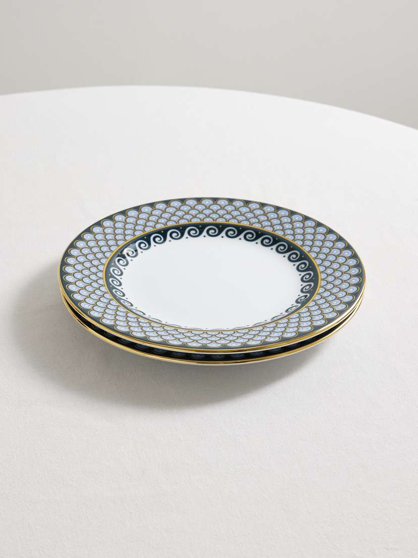 La DoubleJ Set Of Two Gold-plated Porcelain Dinner Plates