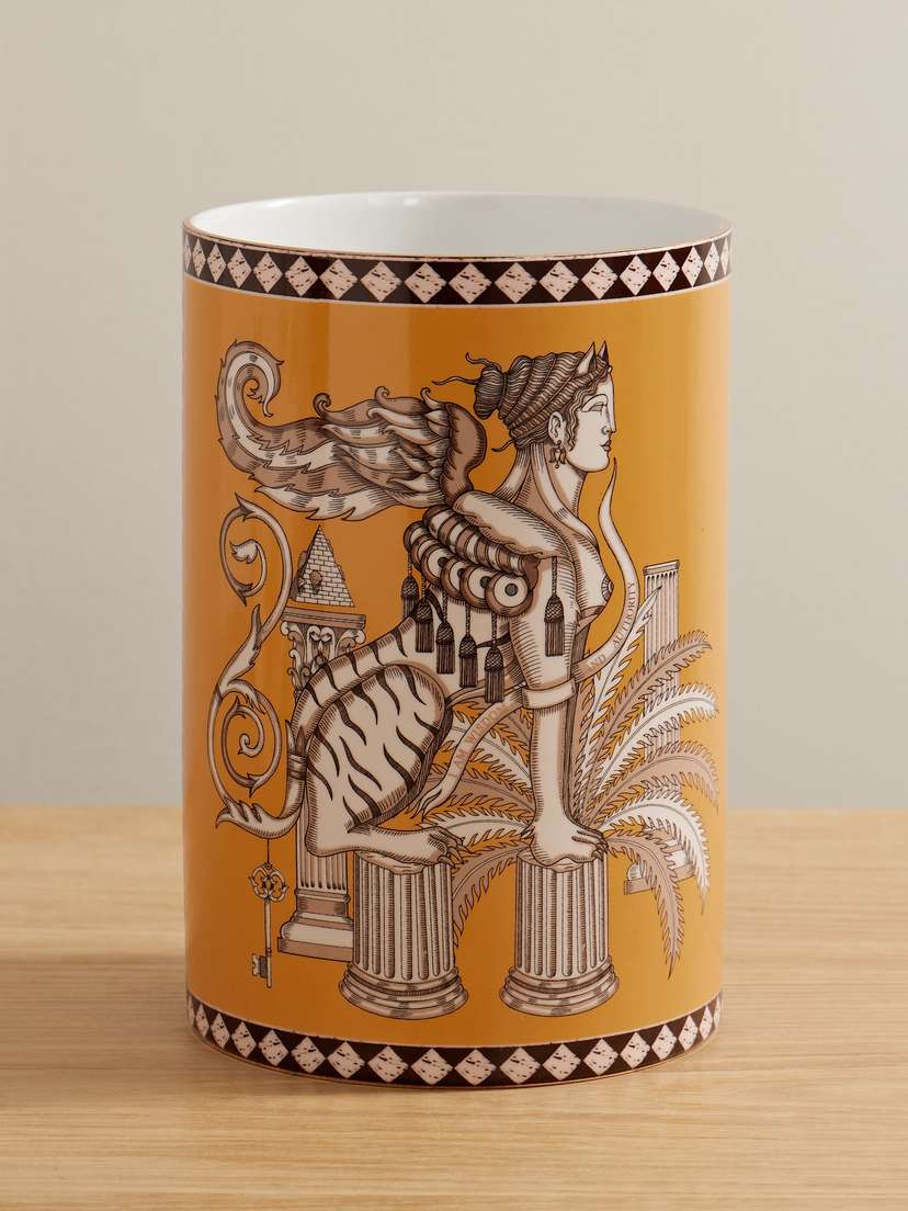 La DoubleJ Pillar Gold-plated Porcelain Vase