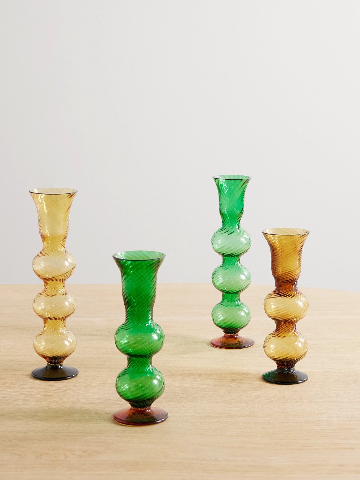 La DoubleJ - Bubble Candle Set Of Four Murano Glass Candle Sticks - Multi