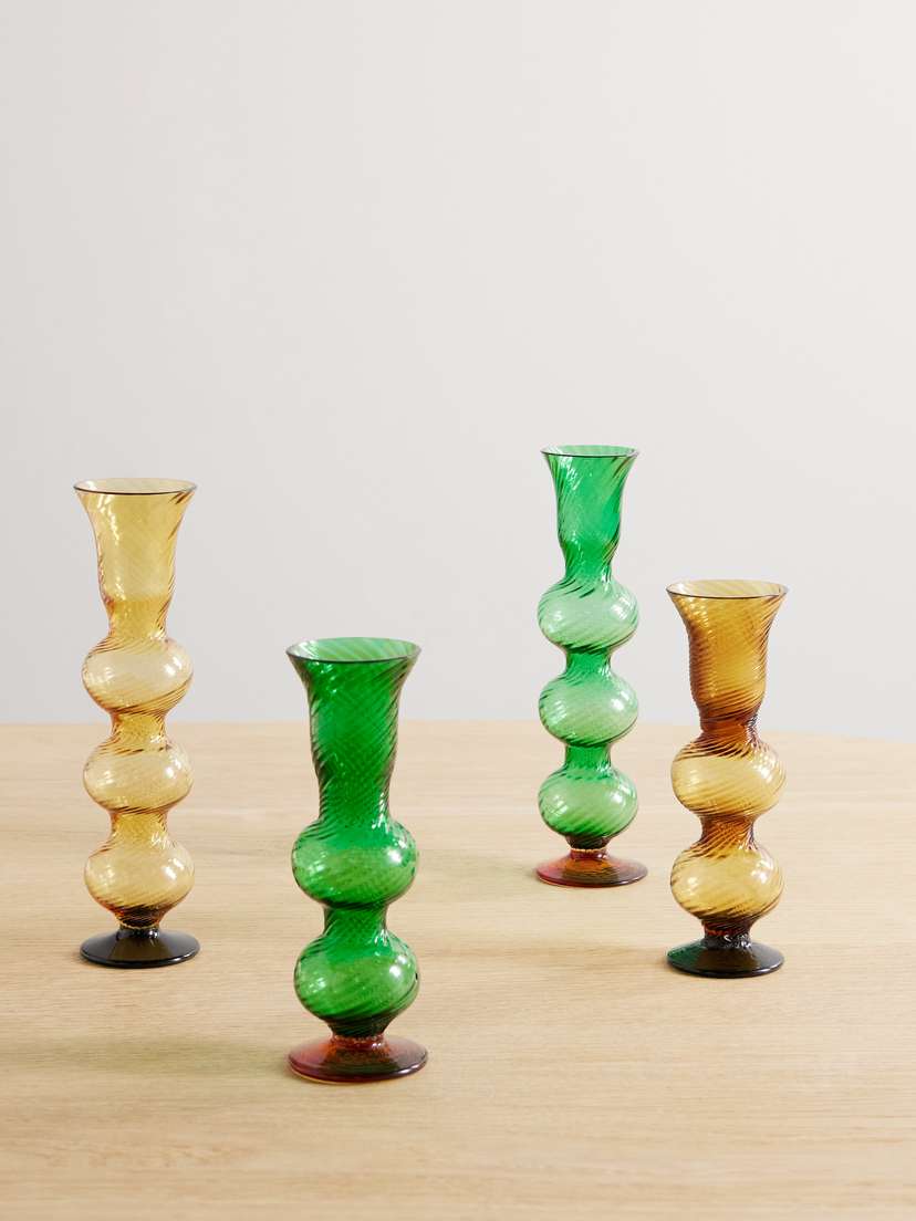 La DoubleJ Bubble Candle Set Of Four Murano Glass Candle Sticks
