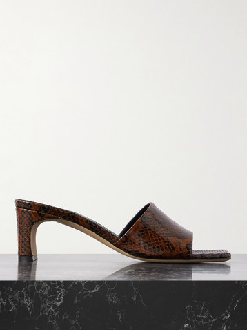 AEYDE Jeanie snake-effect leather mules