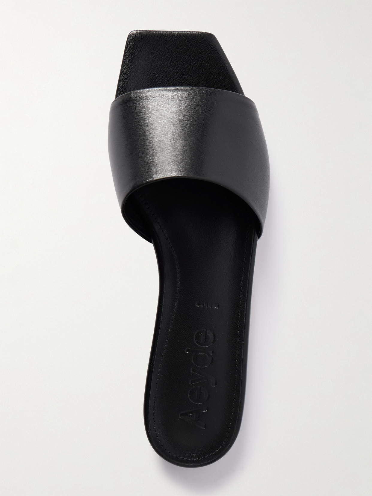 Aeyde 10mm Anna Leather Slide Flats In Black