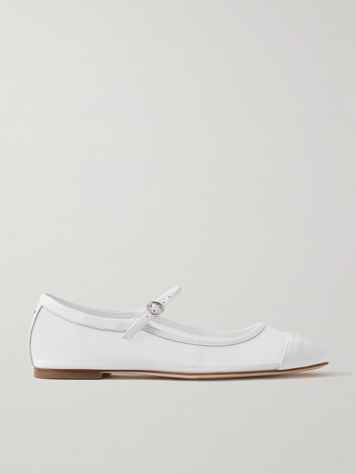Aeyde Round Toe Ballerina Shoes With Contrast Piping In White