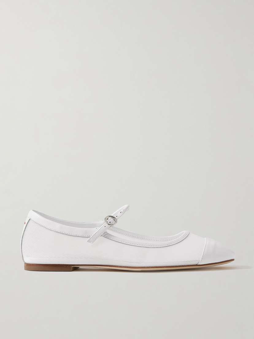 aeyde Uma Mesh And Leather Mary Jane Flats