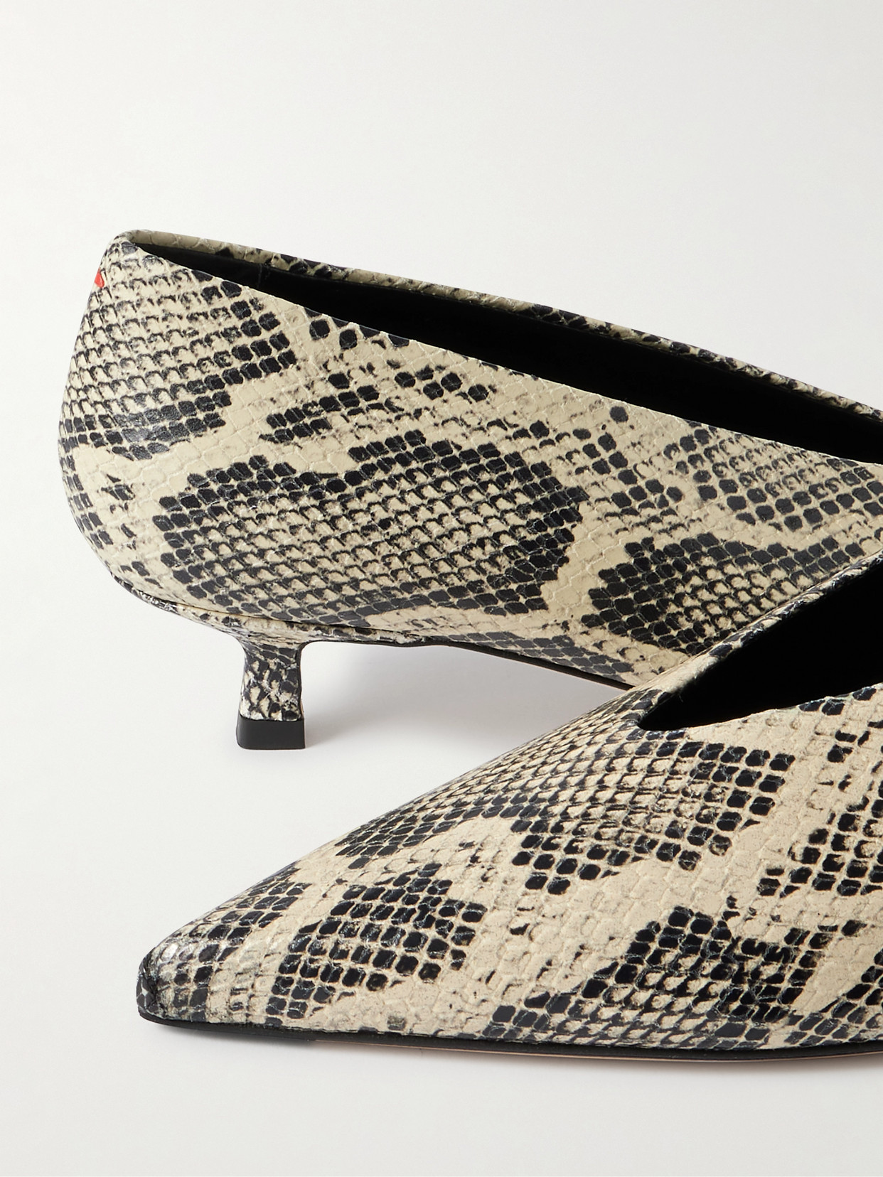 Aeyde Womens Clara Pointed-toe Snake-print Heeled Leather Pumps Crea In Animal Print
