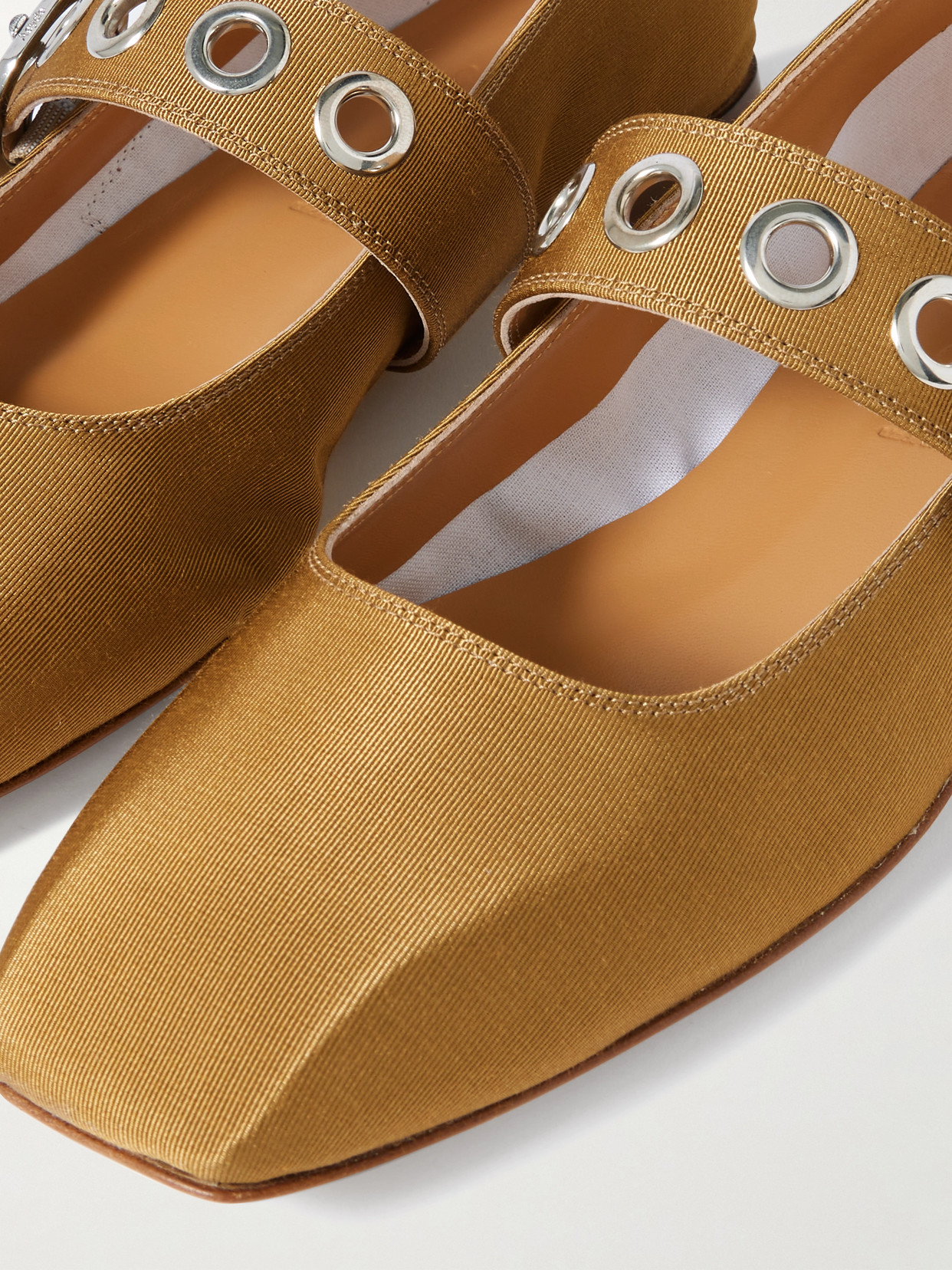 Aeyde Uma Embellished Grosgrain Mary Jane Ballet Flats In Brown