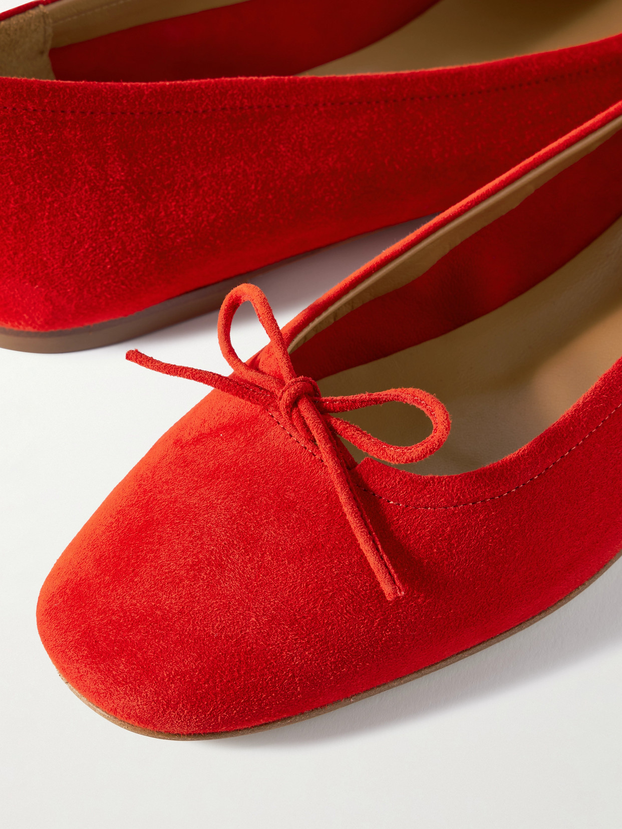 Aeyde Red Delfina Suede Ballerina Flats In Red