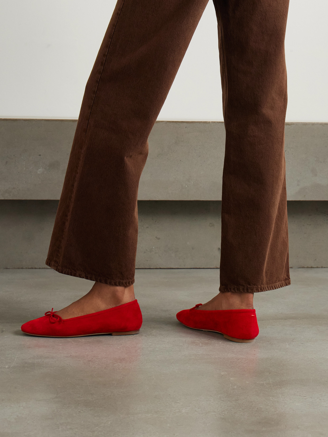 Aeyde Red Delfina Suede Ballerina Flats In Red