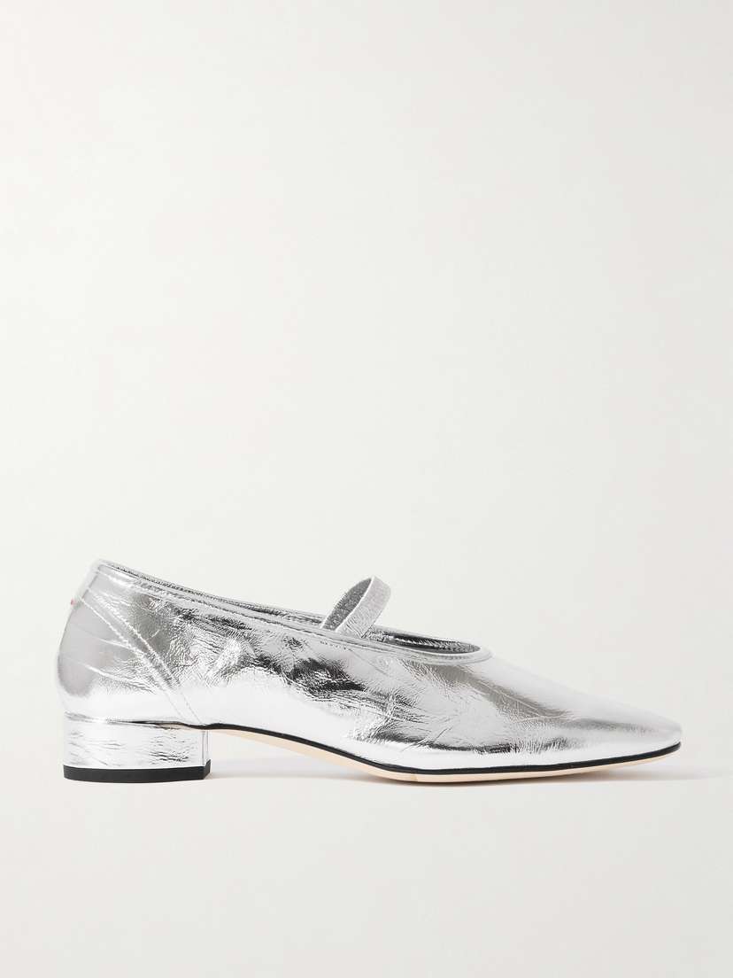 aeyde Pippa Metallic Crinkled-leather Mary Jane Pumps