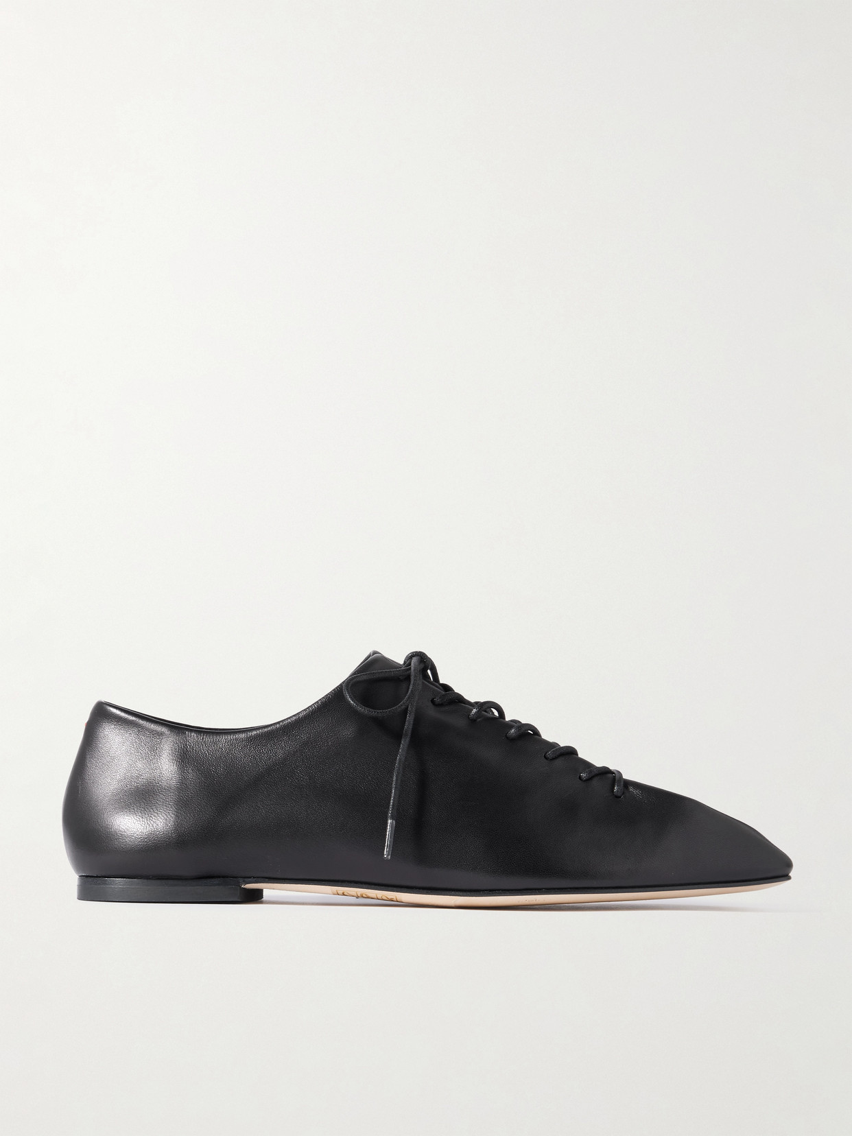 Aeyde Pointed Toe Nappa Leather Flats In Black
