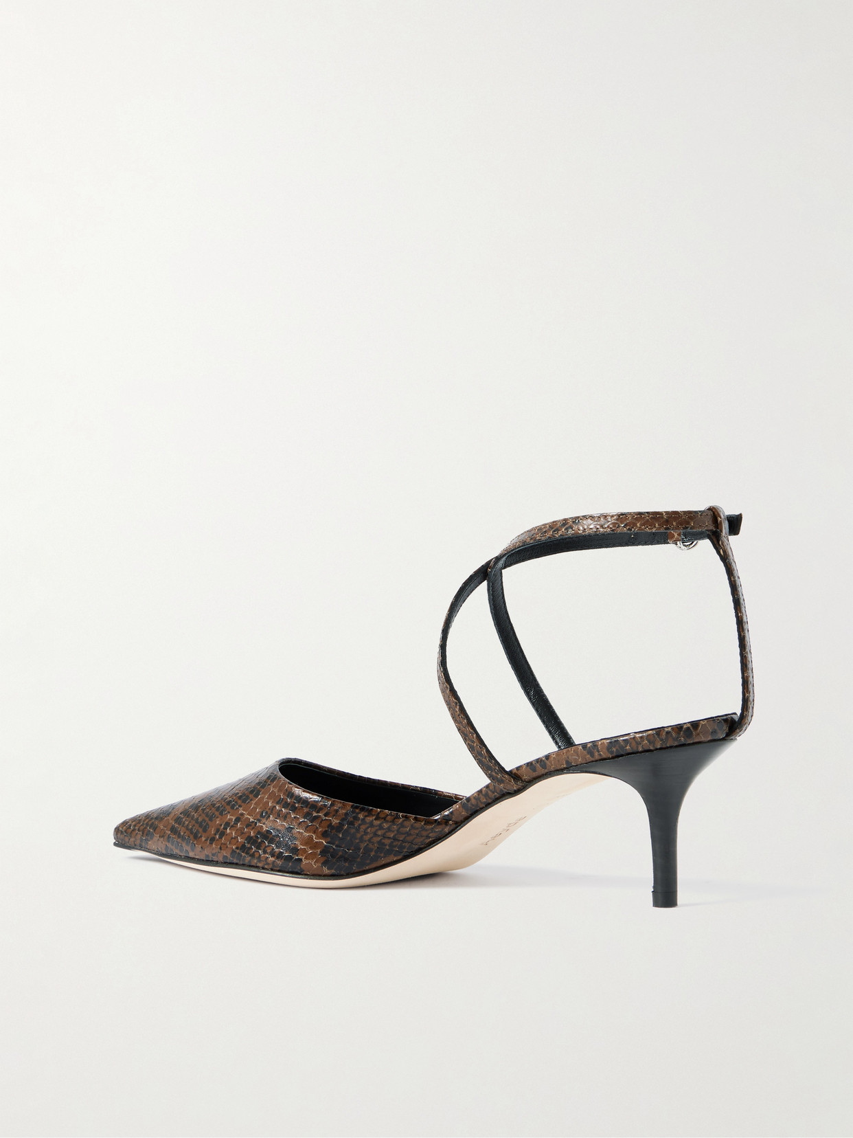 Aeyde Salome Snake-effect Leather Pumps In Brown