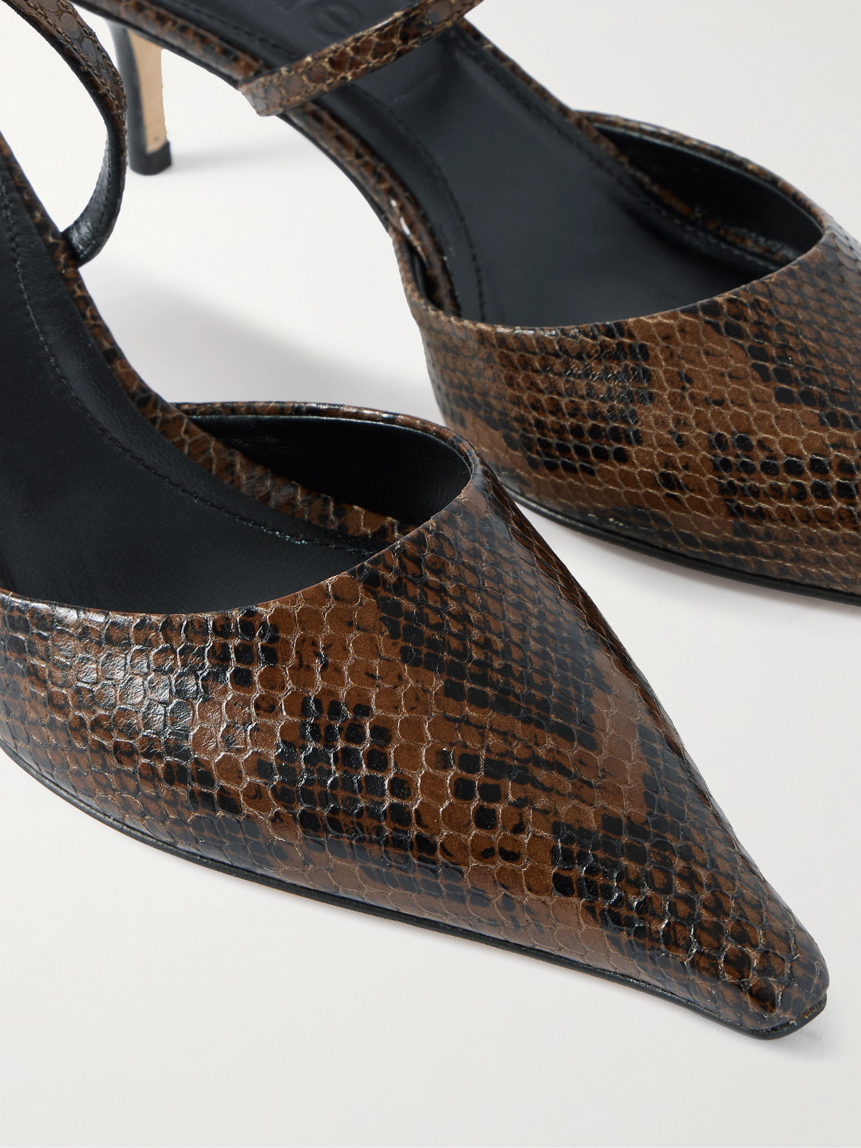 Aeyde Salome Snake-effect Leather Pumps In Brown
