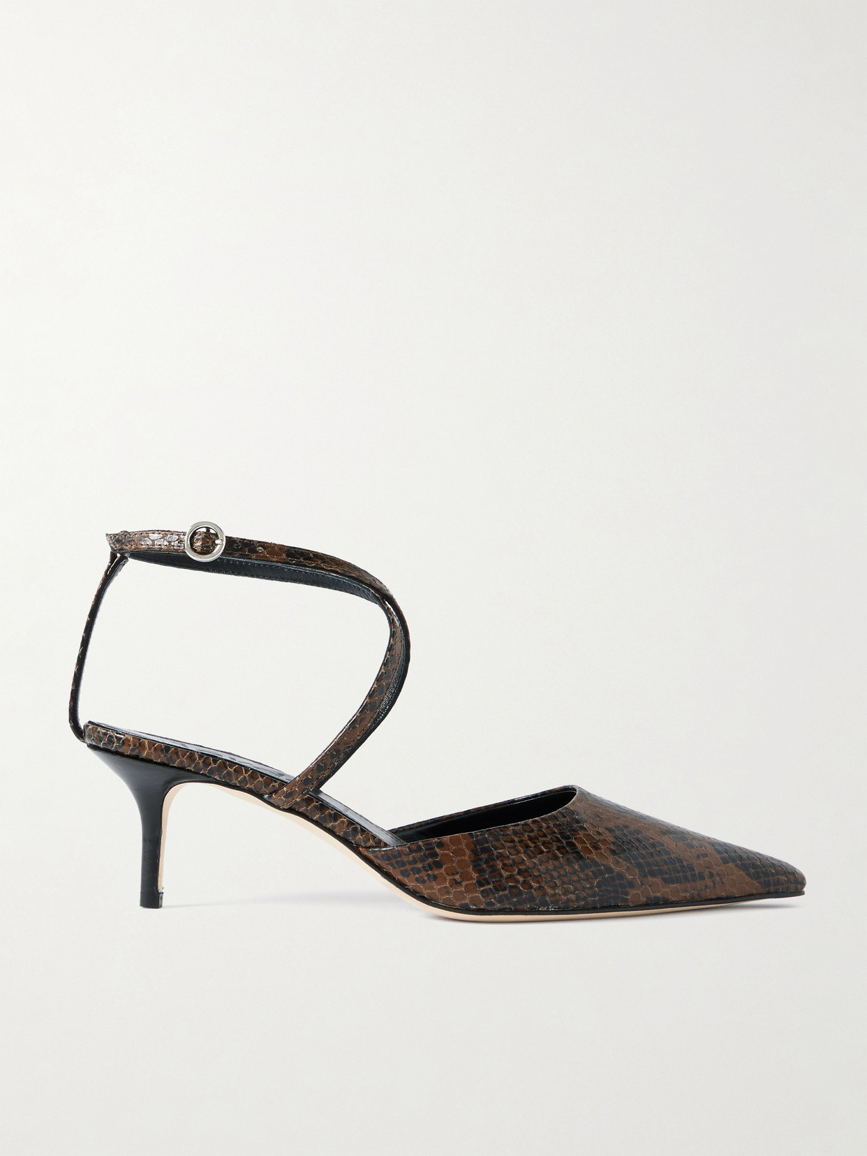 Aeyde Salome Snake-effect Leather Pumps In Brown