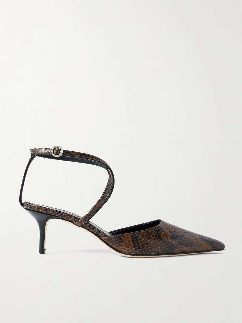 aeyde Salome Snake-effect Leather Pumps