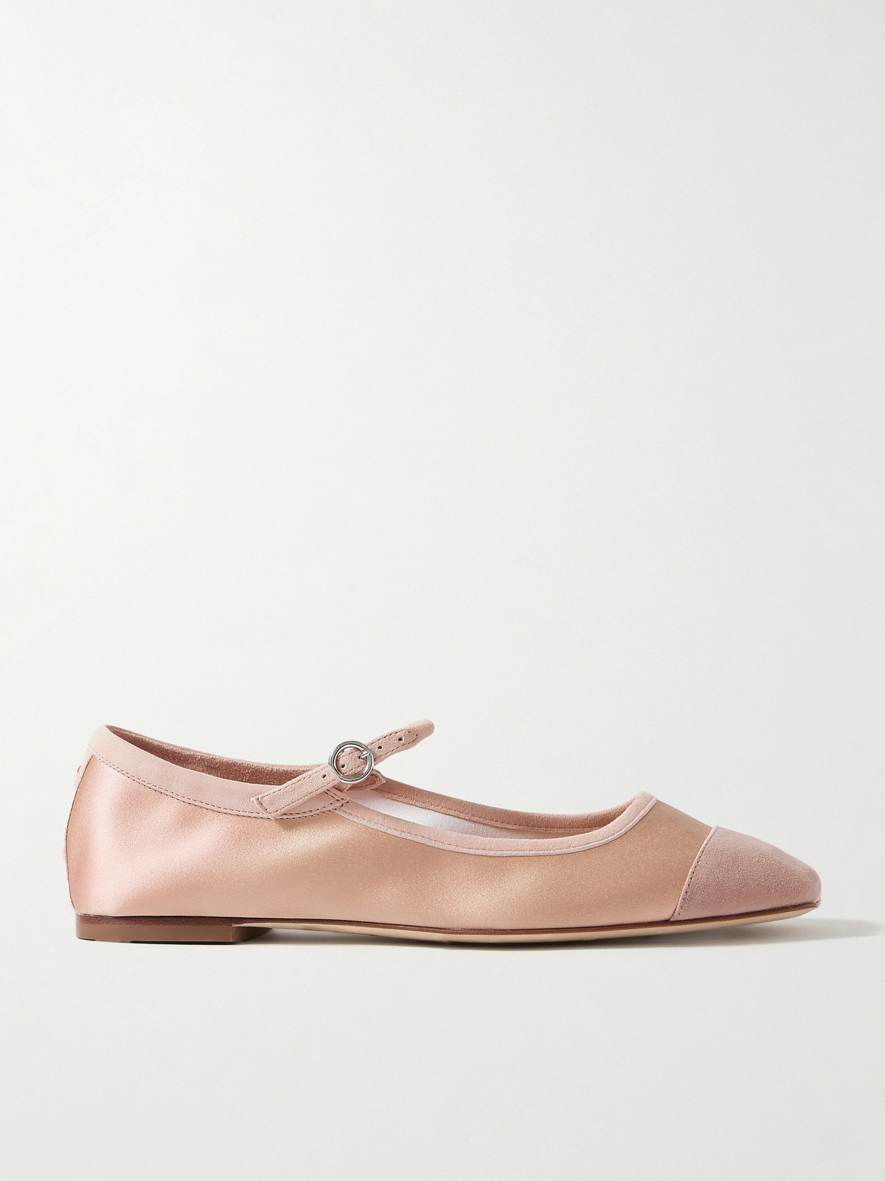 Aeyde Uma Satin And Suede Mary Jane Flats In Orange