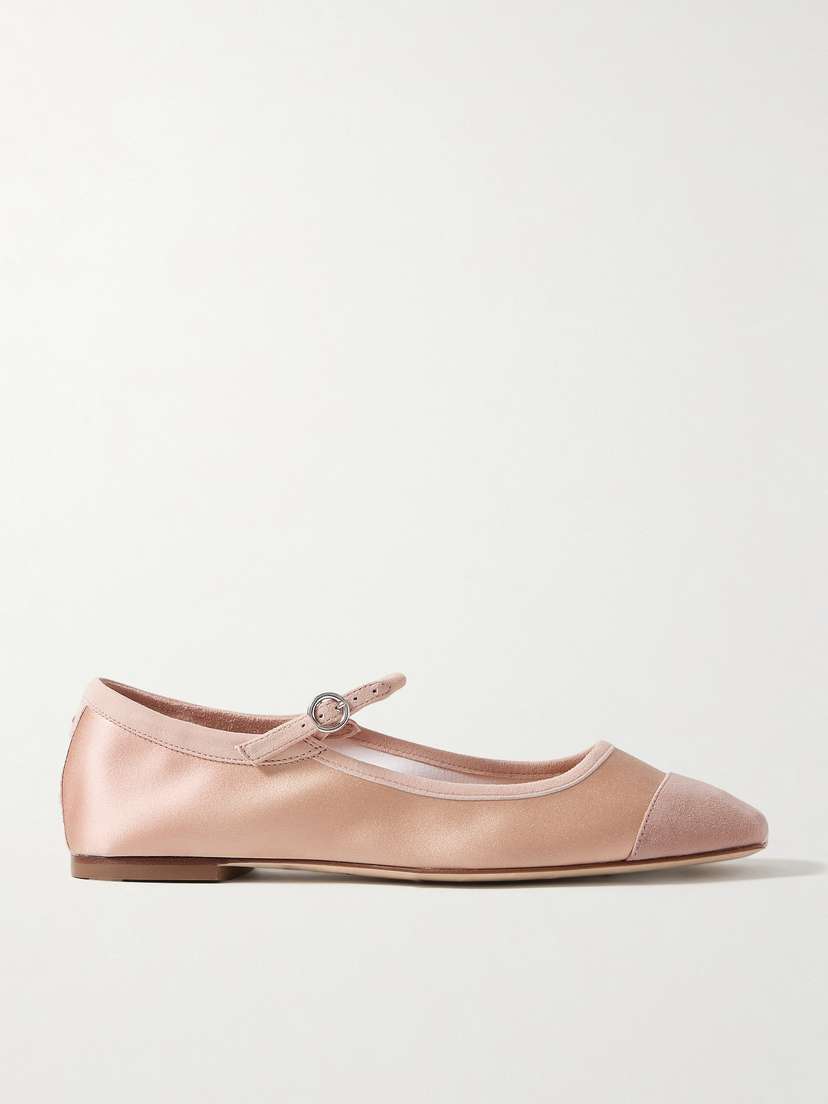 aeyde Uma Satin And Suede Mary Jane Flats