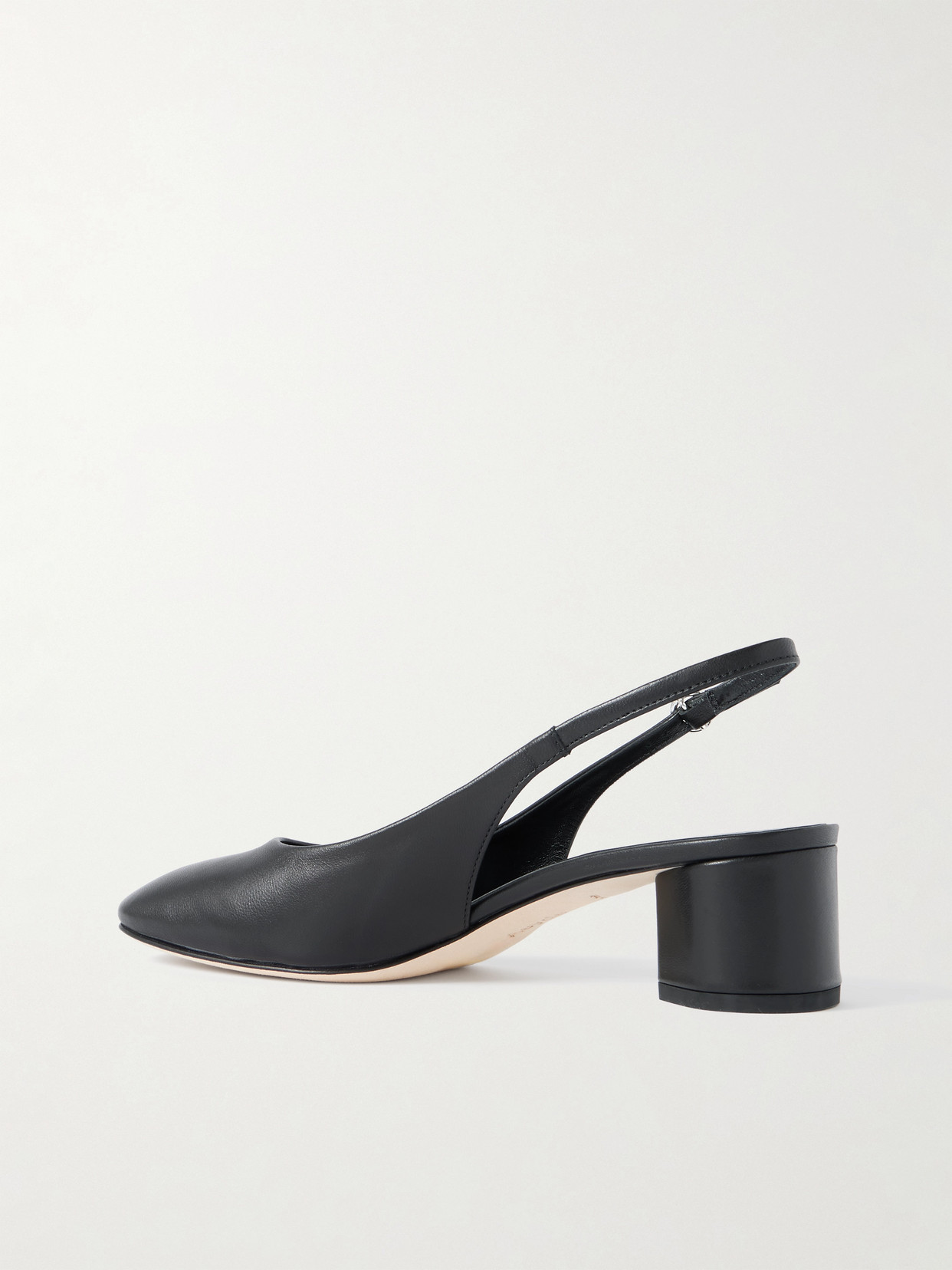 Aeyde Ingrid Patent And Textured-leather Slingback Pumps In Black