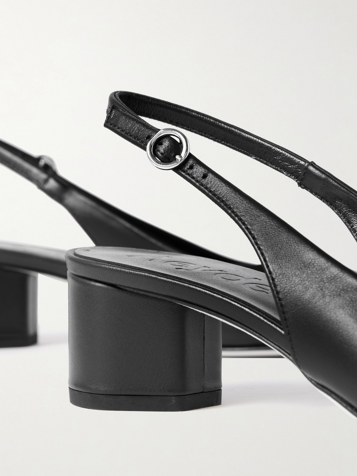 Aeyde Ingrid Patent And Textured-leather Slingback Pumps In Black