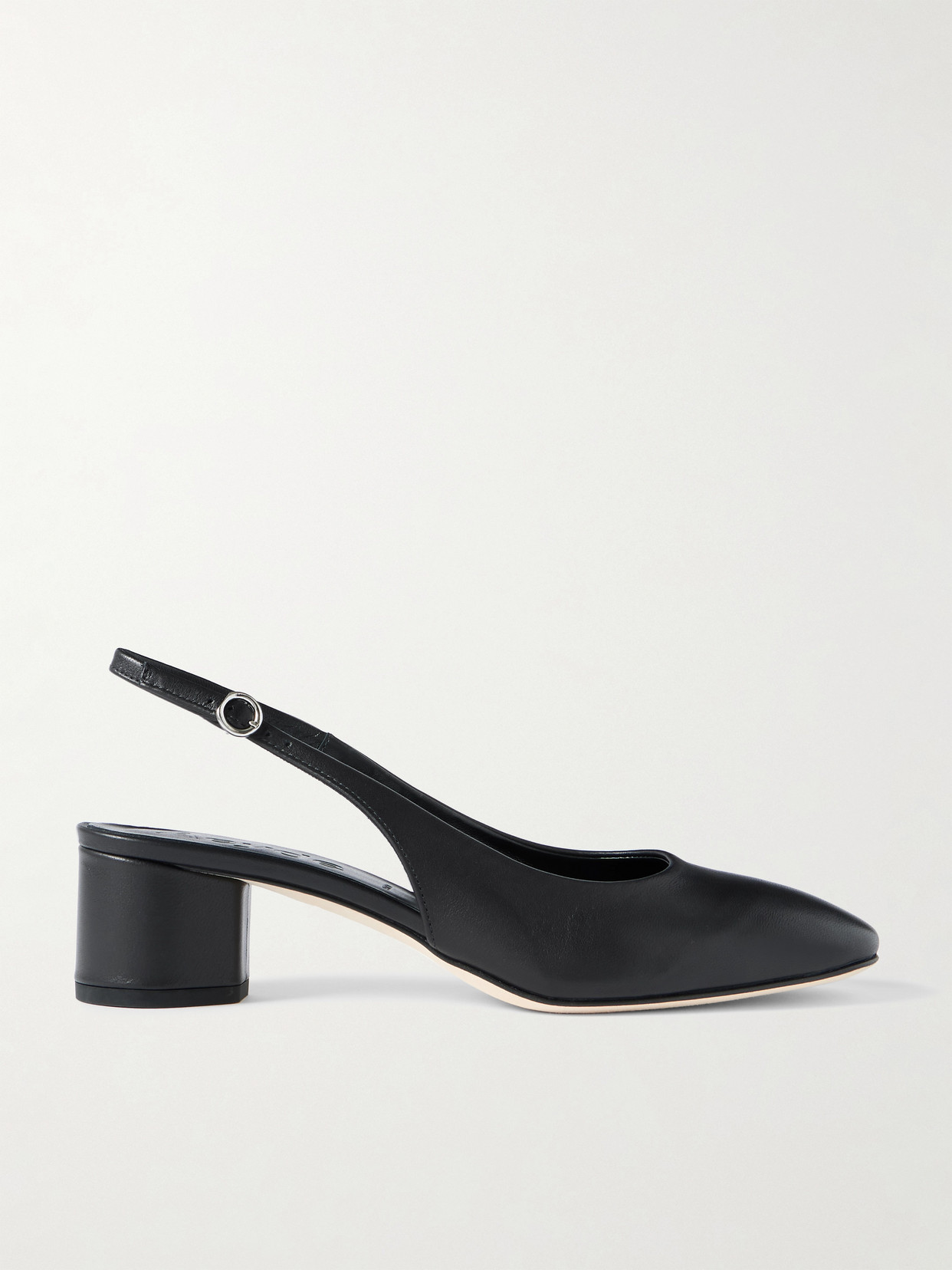 Aeyde Ingrid Patent And Textured-leather Slingback Pumps In Black