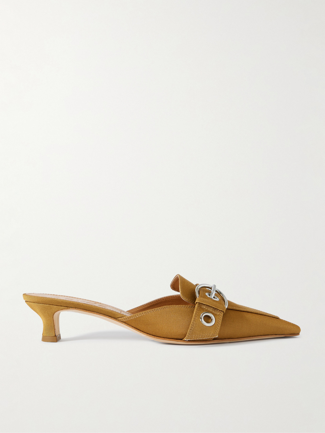 Shop Aeyde Danielle Buckled Grosgrain Mules In Brown
