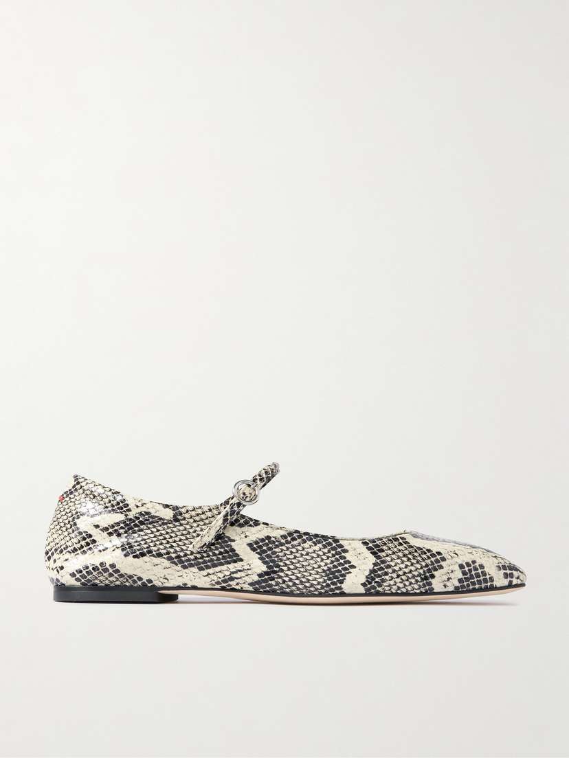 aeyde Uma Snake-effect Leather Ballet Flats