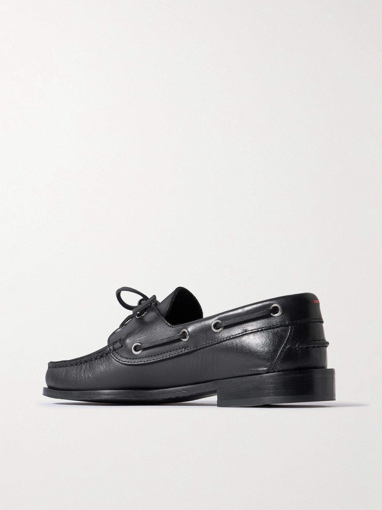 Aeyde Harris Leather Boat Shoes In Black