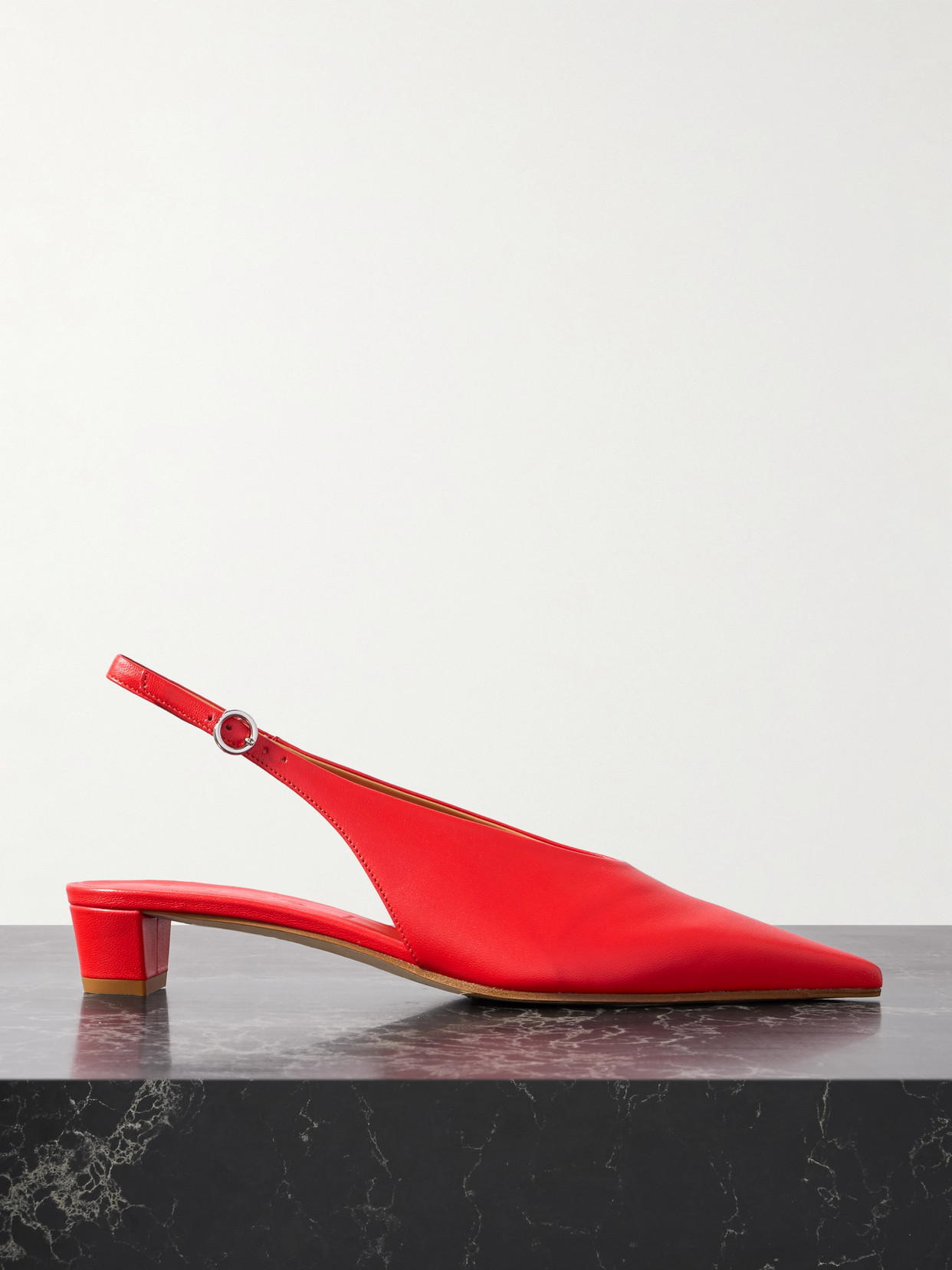 AEYDE OTI LEATHER POINT-TOE SLINGBACK PUMPS