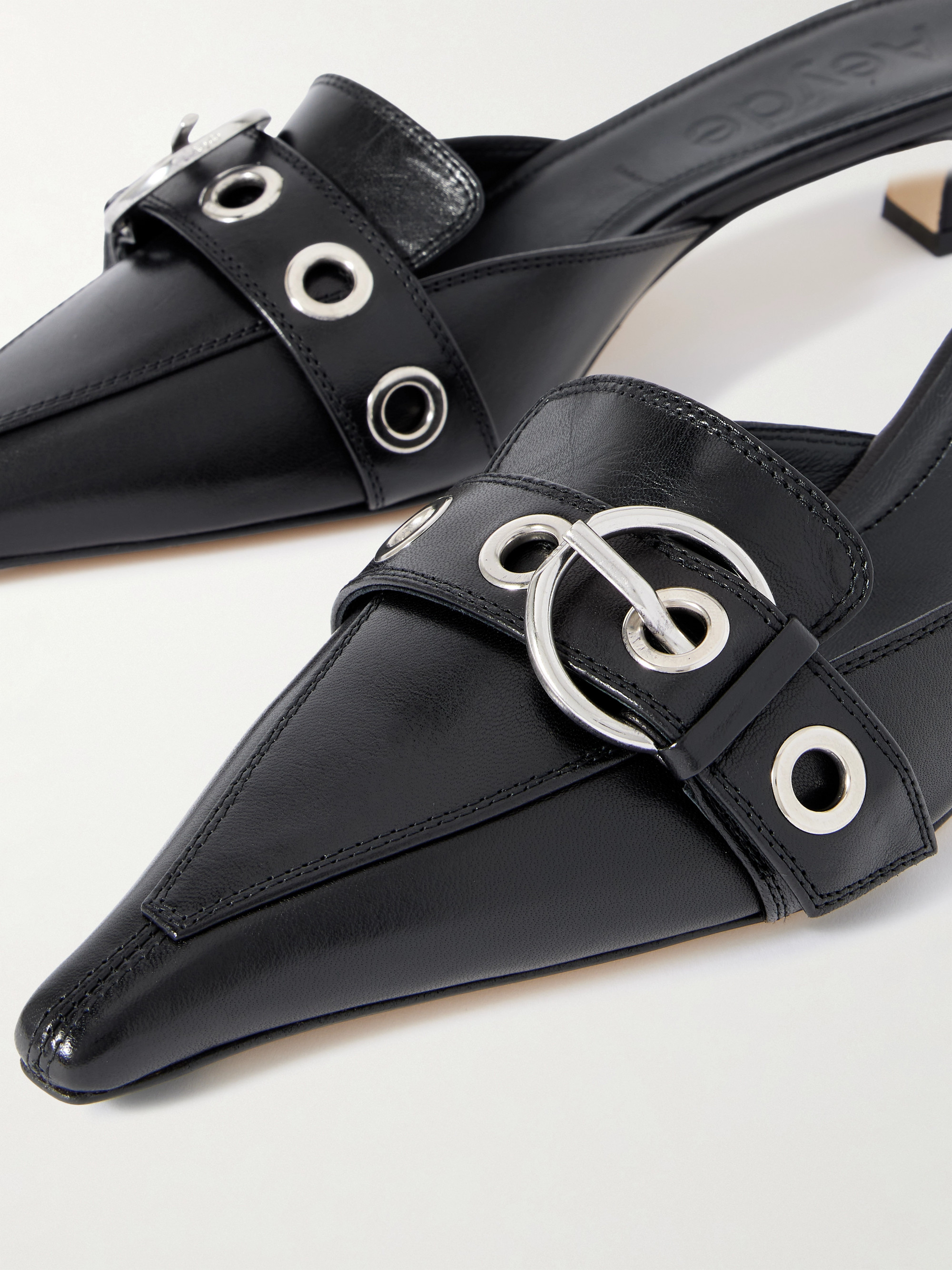 AEYDE Danielle buckled leather mules