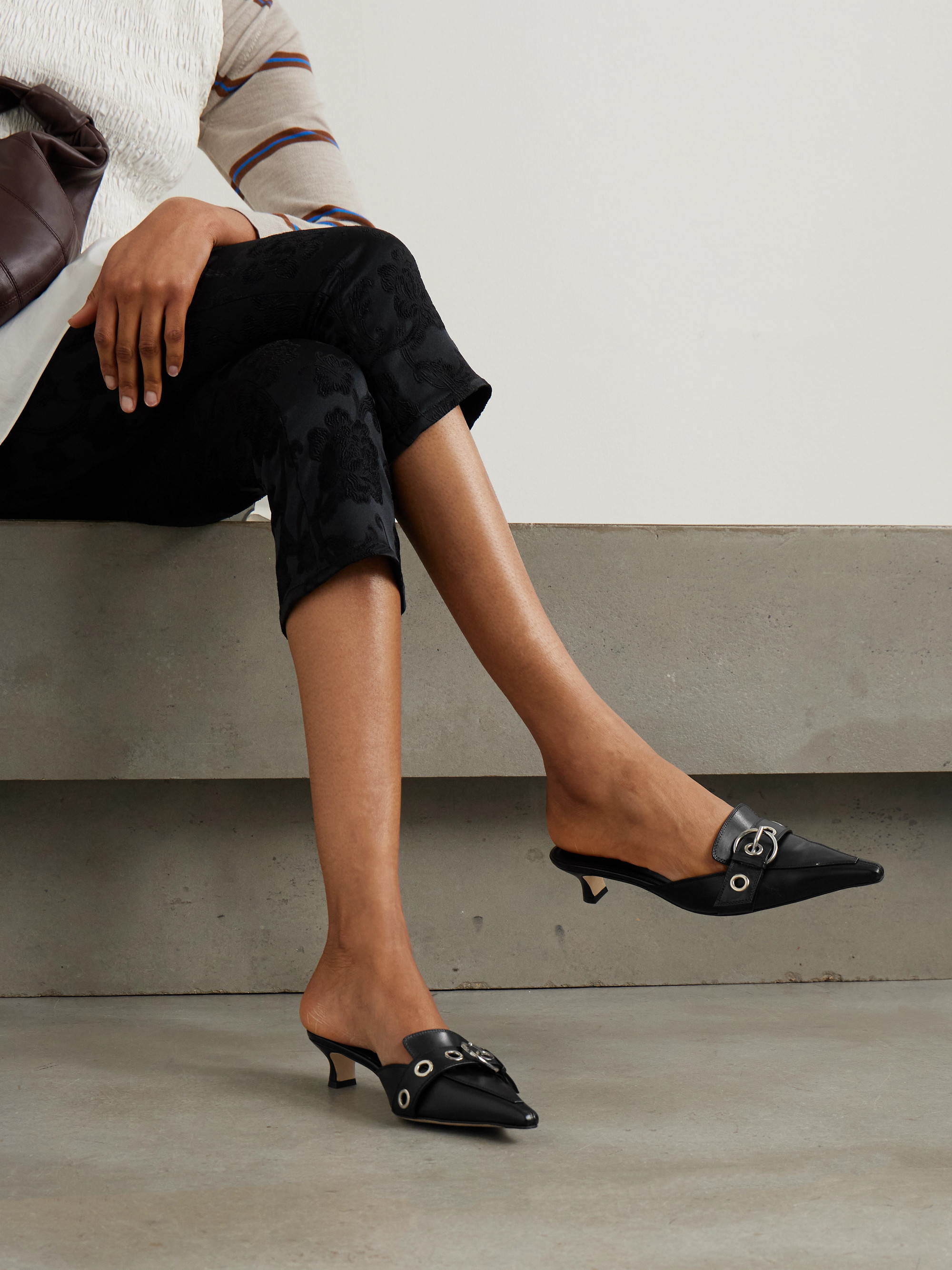 AEYDE Danielle buckled leather mules