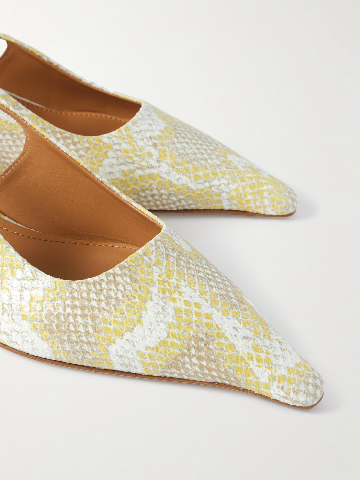 Aeyde Catrina Snake-effect Leather Slingback Pumps In Animal Print