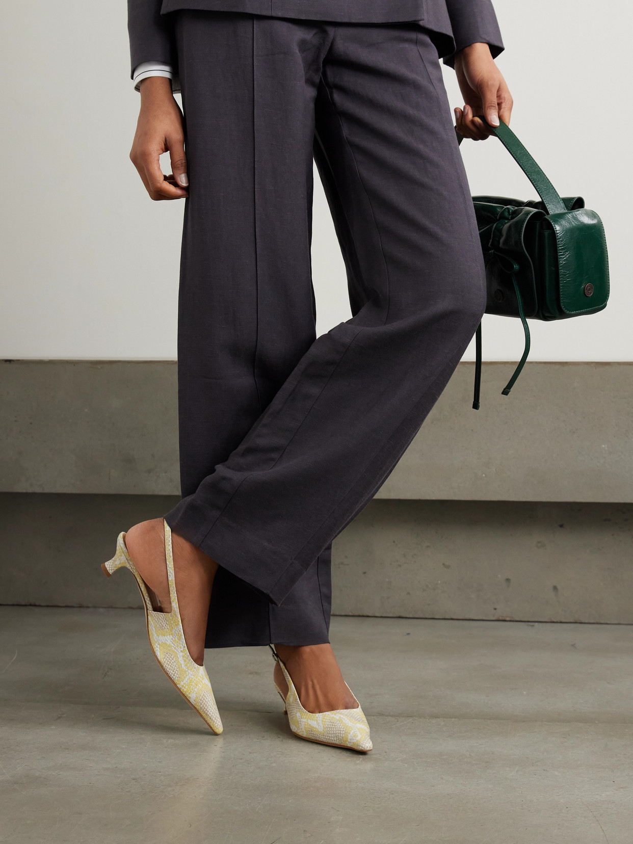Aeyde Catrina Snake-effect Leather Slingback Pumps In Animal Print