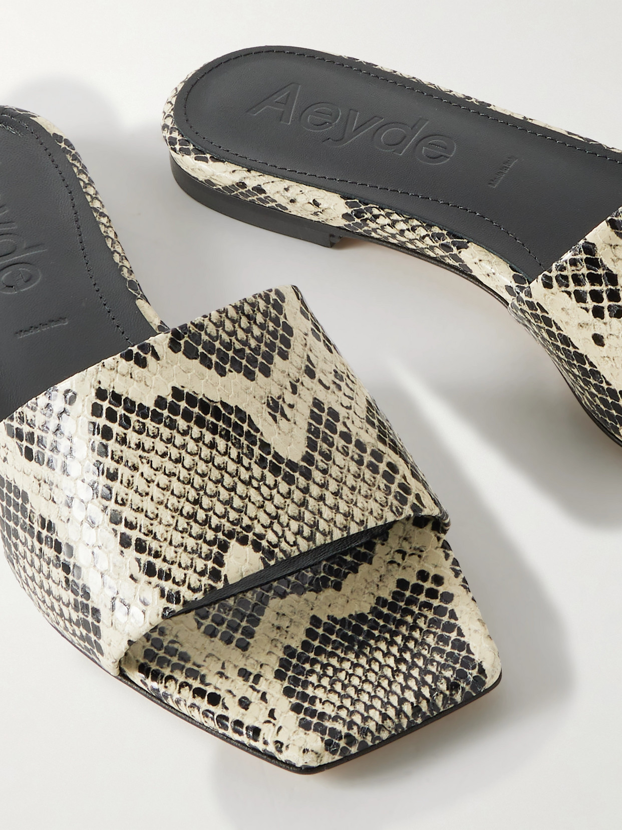 Aeyde Anna Snake-effect Leather Slides In Animal Print